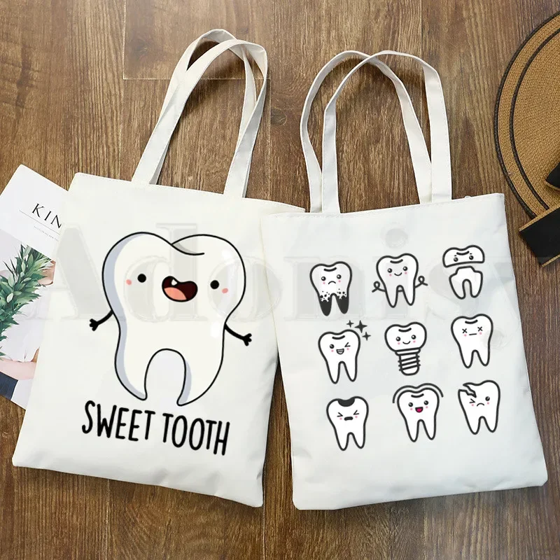 Buzoth And Dentysta Grafika Estetyczna Zabawna Moda Torebki Torby Na Ramię Casual Shopping Handbag Unisex Elegancka Torba Płócienna