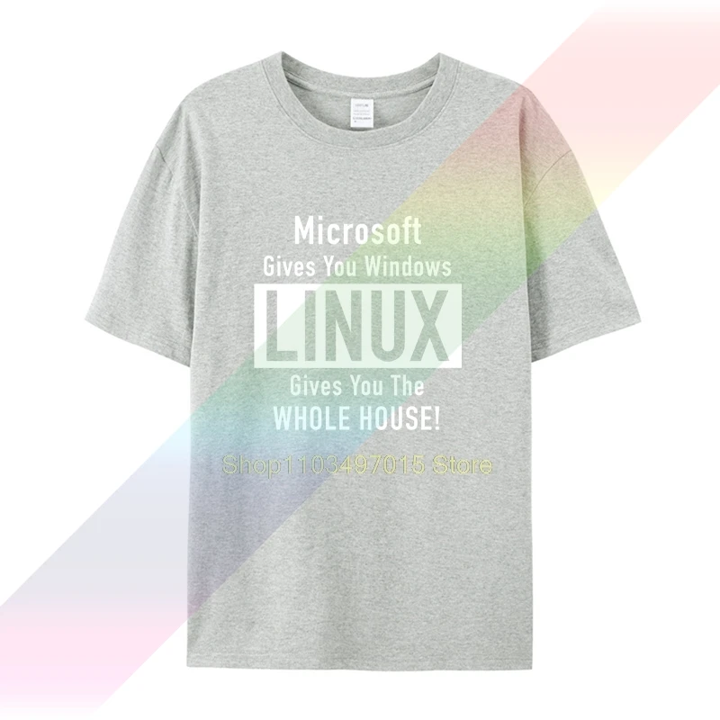 Фото Персонализированная рубашка Linux Gives You The Whole House 2018, 9 цветов, красивая футболка, простая хлопковая винтажная футболка Corron №3