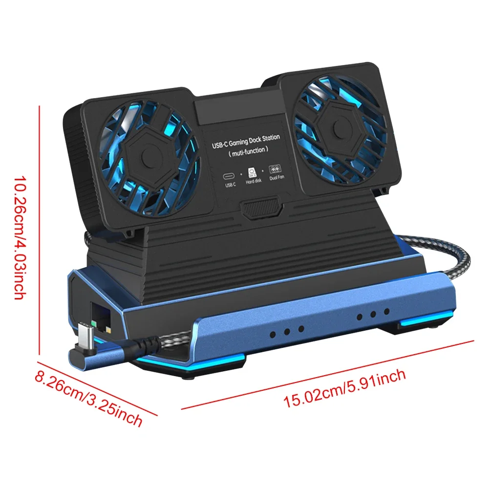 Docking Station Dual Cooling Fan Dock Station 4K@60Hz PD100W Gigabit Ethernet for Steam Deck OLED & ROG X & Legion Go (art.: 3920cf0fcc405) - 3920cf0fcc405