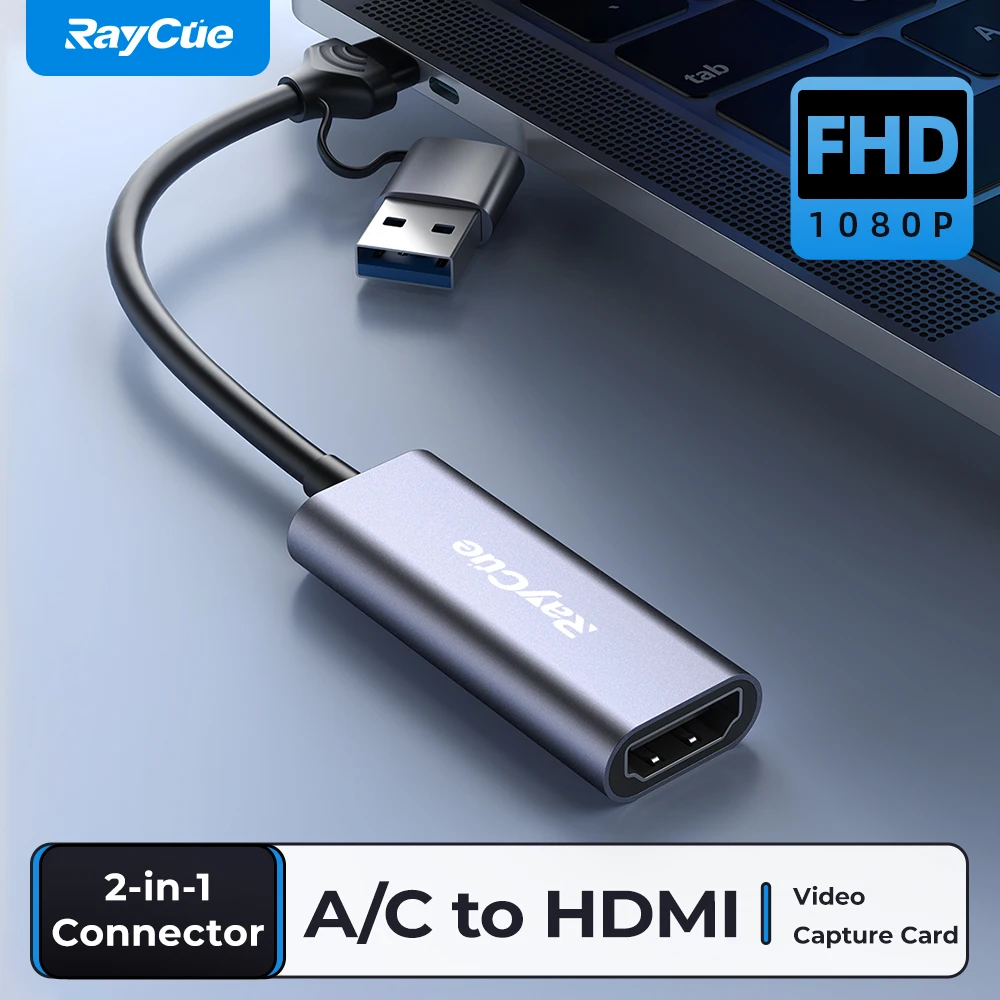Карта видеозахвата RayCue USB 3,0 HDMI-совместимая с USB/Type-c