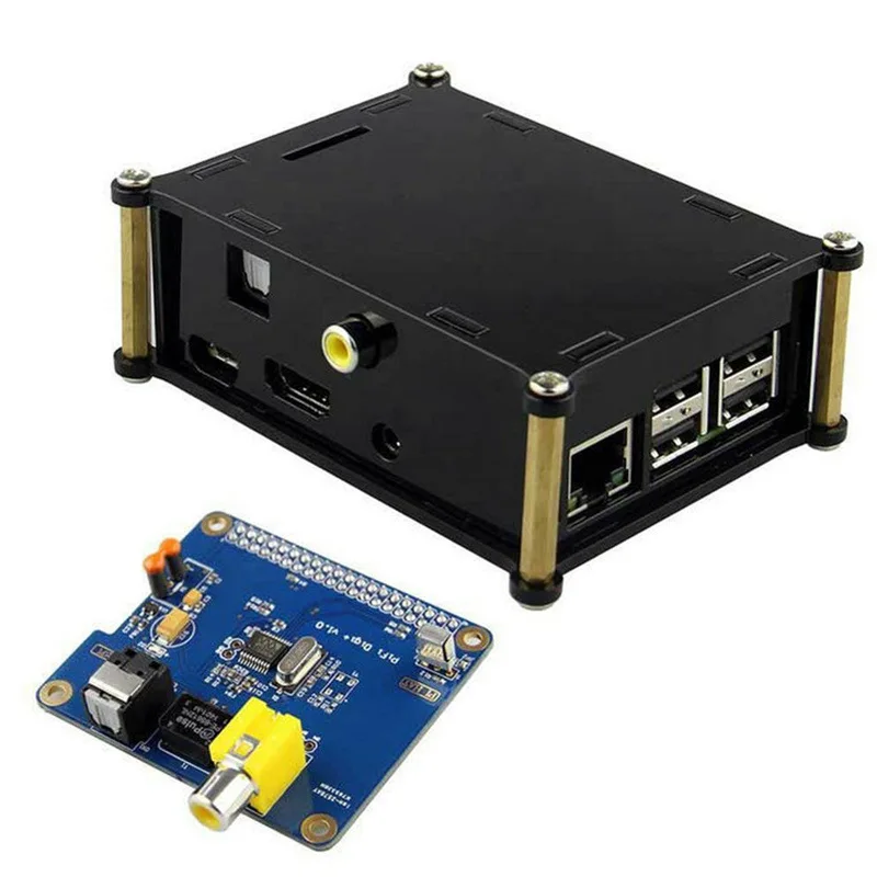 Цифровая звуковая карта Raspberry Pi 2B/B/3+ HIFI DIGI+ — аудио ЦАП I2S с алюминиевым корпусом премиум-класса
