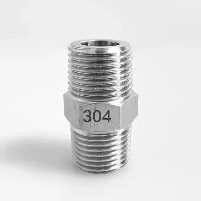 Фото Шестигранная ниппельная муфта 1/4 дюйма NPT на M6 M10-20 1/8 дюйма 1/4 дюйма 3/8 дюйма -1 дюйма BSP NPT с наружной резьбой, соединительный адаптер для фитинга из нержавеющей стали 304 №2