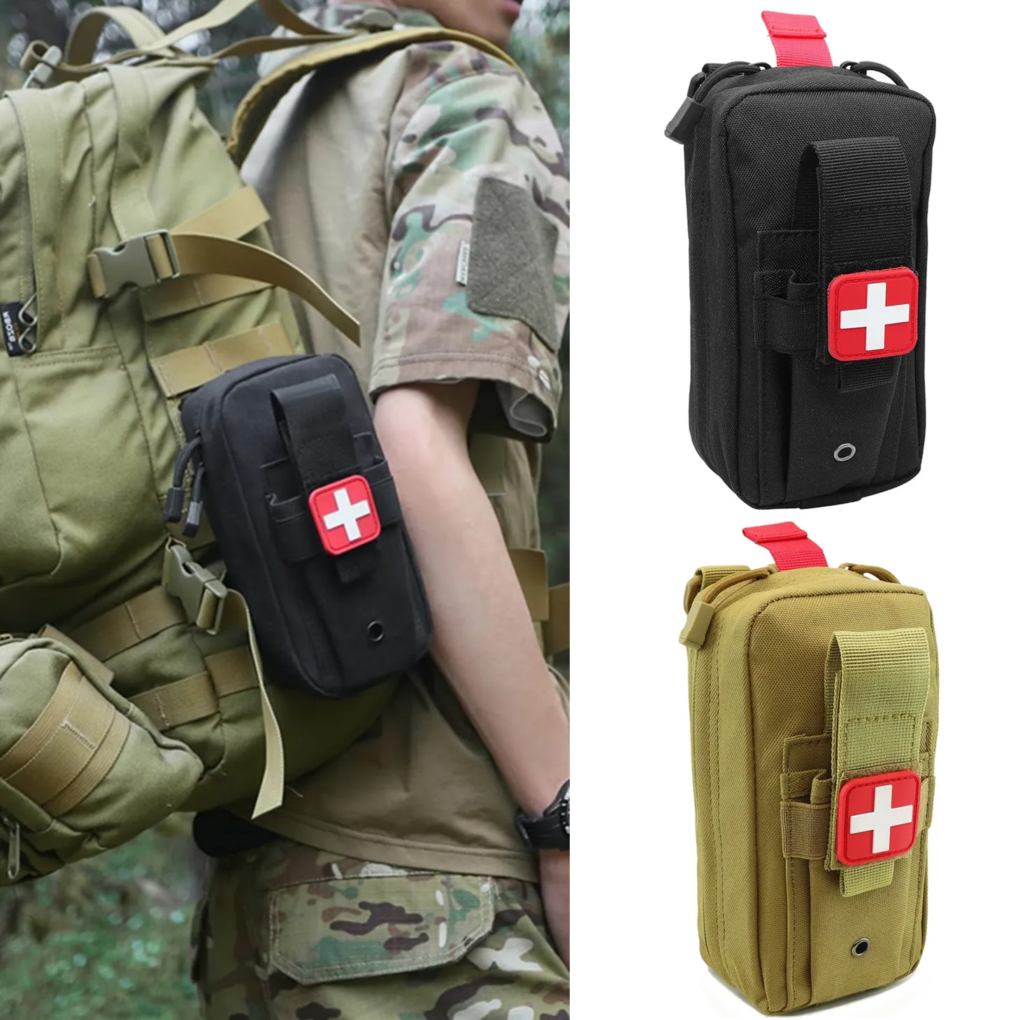Тактическая медицинская сумка MOLLE, сумка для оказания первой помощи EMT IFAK, аптечка для травм, сумка для выживания, держатель жгута, включает перекрестную нашивку