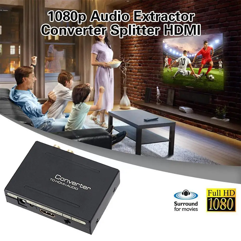Преобразователь Аудио HDMI в HDMI (SPDIF RCA L/R Stereo) для Fire Stick PS5, поддержка 3D HDCP2.2 E5E8