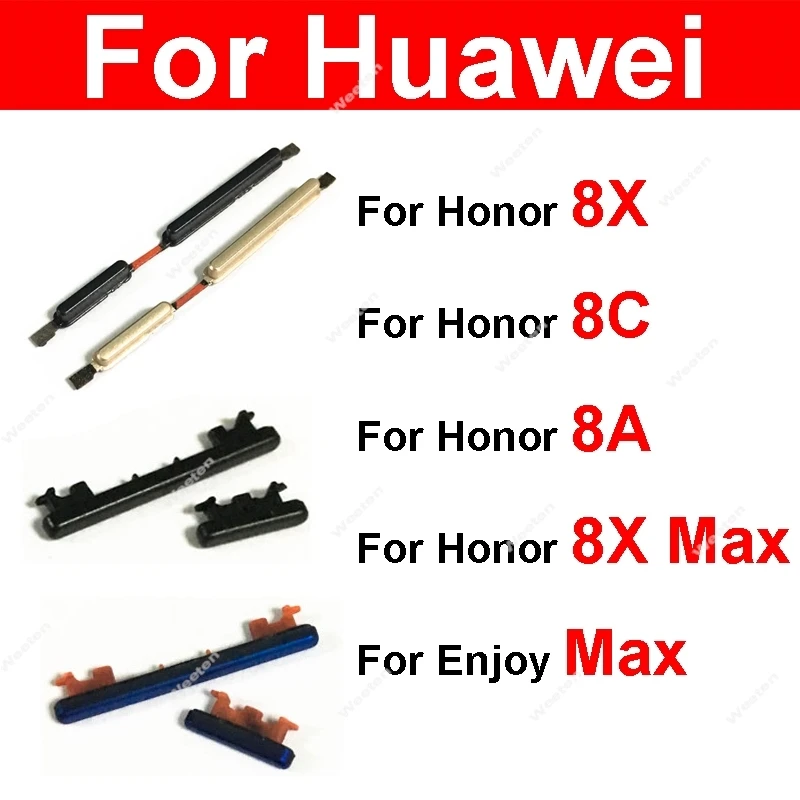 Боковая кнопка включения/выключения питания для Huawei Honor 8X 8C 8A 8X Max Enjoy Max, кнопка питания и боковой выключатель громкости, запасные части