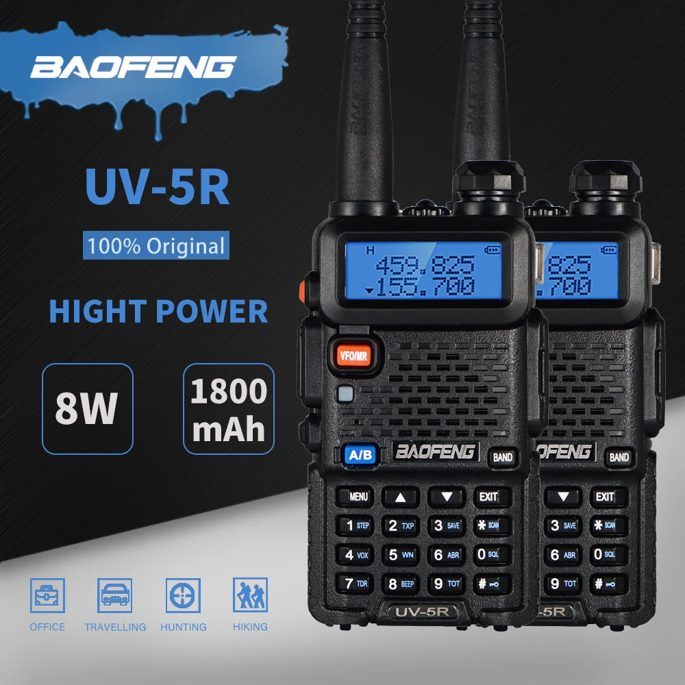 2 шт. Baofeng UV 5R Двухдиапазонная рация VHFUHF Портативное двухстороннее радио UV5R Ham Радио fm-приемопередатчик любительский Интерком CB радио