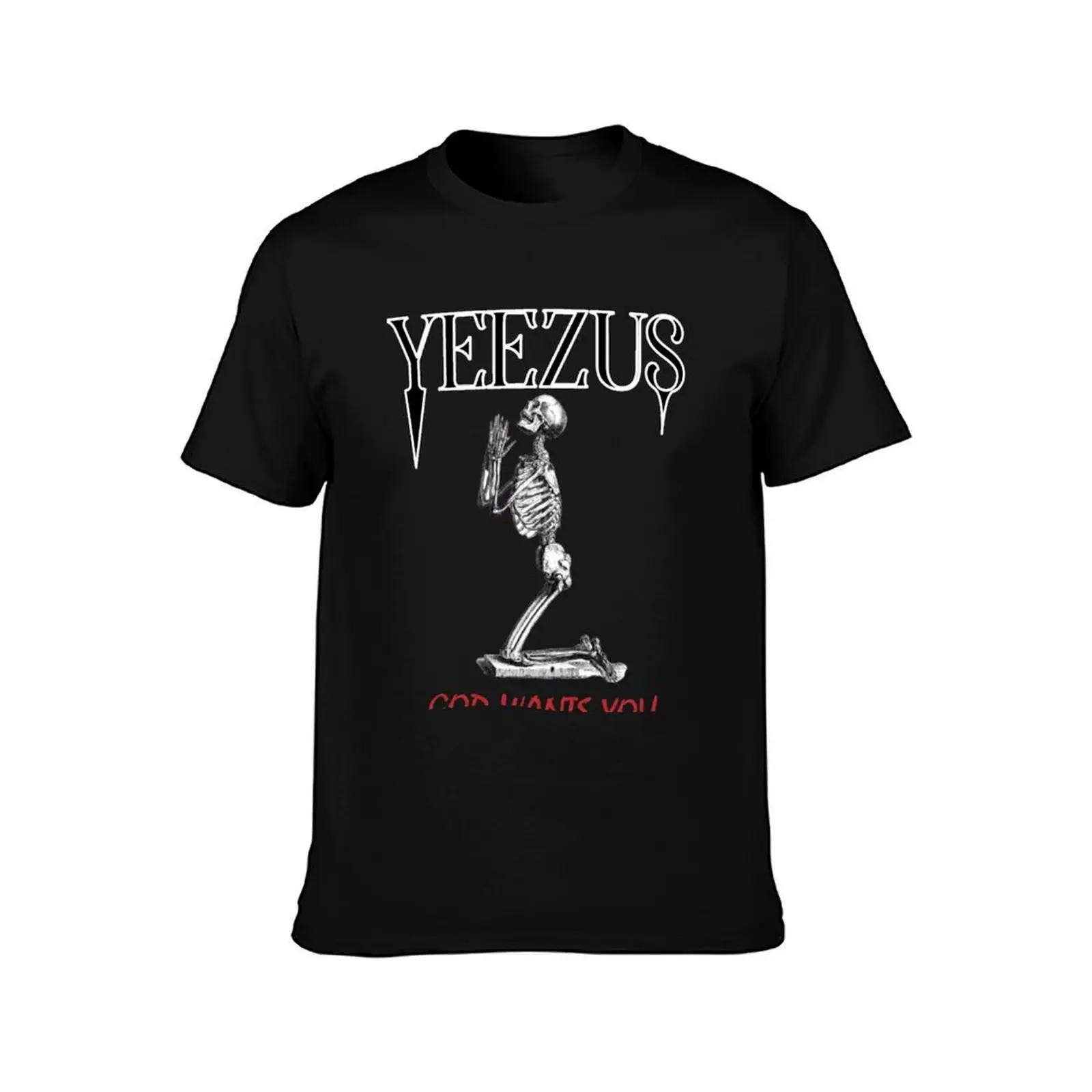 Фото Футболка Yeezus со скелетом, мужская роскошная черная хлопковая футболка, простая мужская футболка в упаковке №2