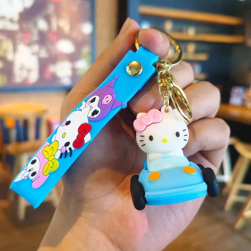 Фото Аниме мультфильм Sanrio Hello Kitty брелок для ключей для мальчиков и девочек школьный рюкзак брелок для ключей кулон ПВХ пара сумка кулон автомобильный брелок №5