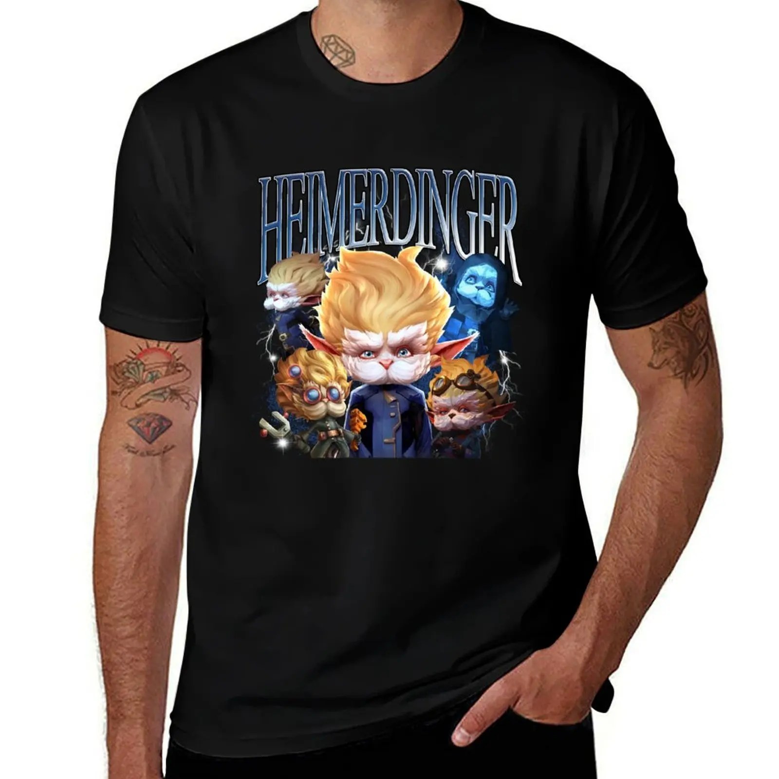Футболка Heimerdinger Arcane, персонализированная блузка, винтажная рубашка с аниме, новое издание, мужская мода
