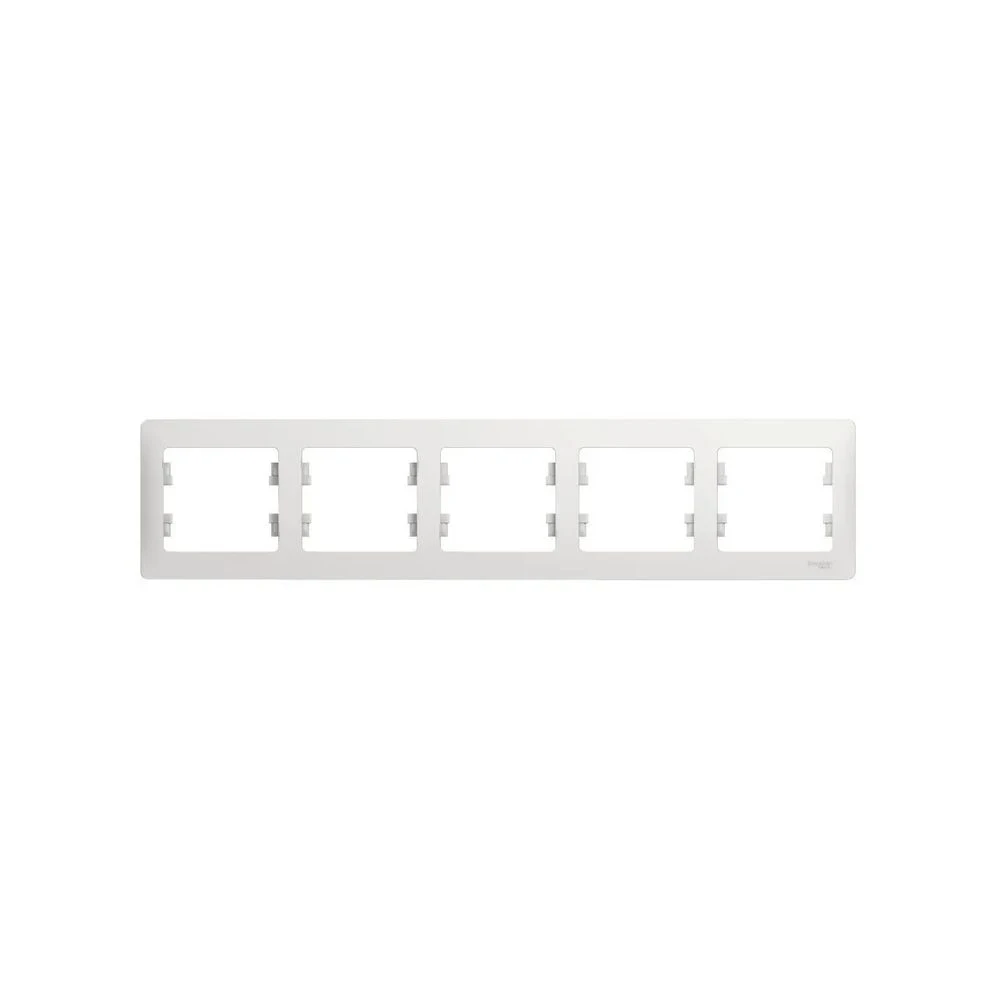Рамка Schneider Electric GLOSSA, 5 постов, горизонтальная, белый, в комплекте 10 штук
