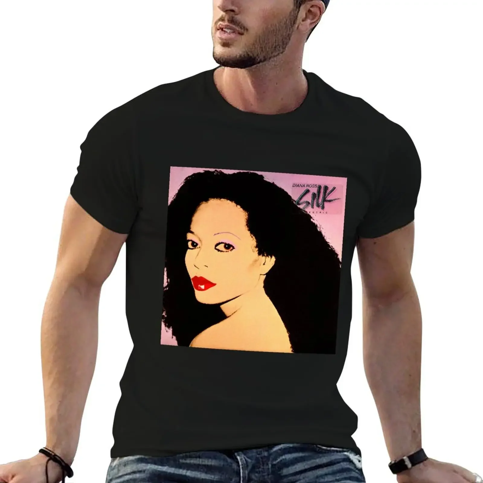 Шелковая электрическая футболка Diana Ross, топпинг, аниме, мужская одежда больших размеров