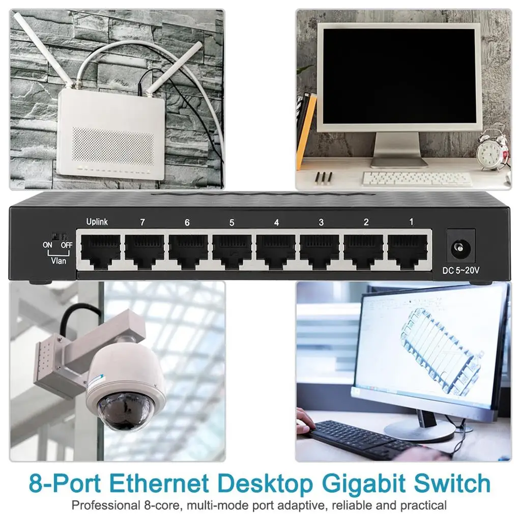 Фото Настольный коммутационный концентратор Gigabit Ethernet устройство компактного размера практичное №3