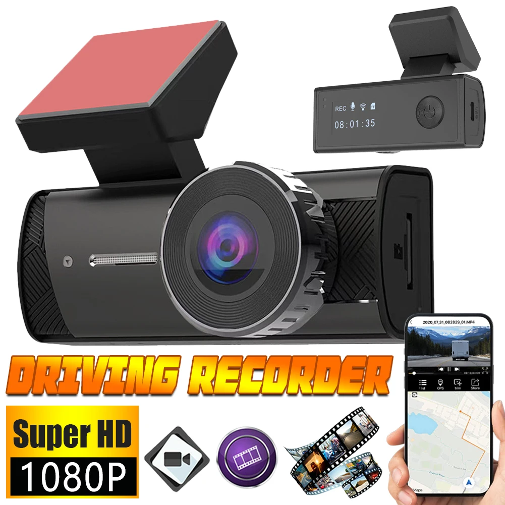 Беспроводной видеорегистратор FULL HD 1080P, автомобильный мини-видеорегистратор с многофункциональным ночным режимом, G-сенсором и циклической...