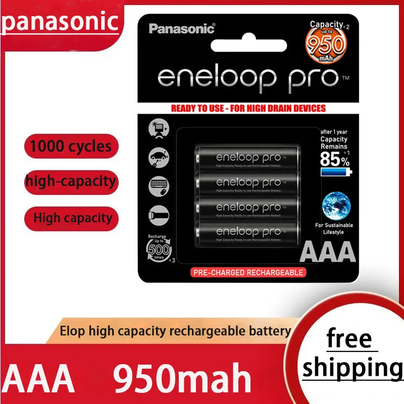 Оригинальный аккумулятор Panasonic Eneloop Pro 950 мАч AAA для игрушечного фонарика, предварительно заряженные аккумуляторные батареи большой емкости