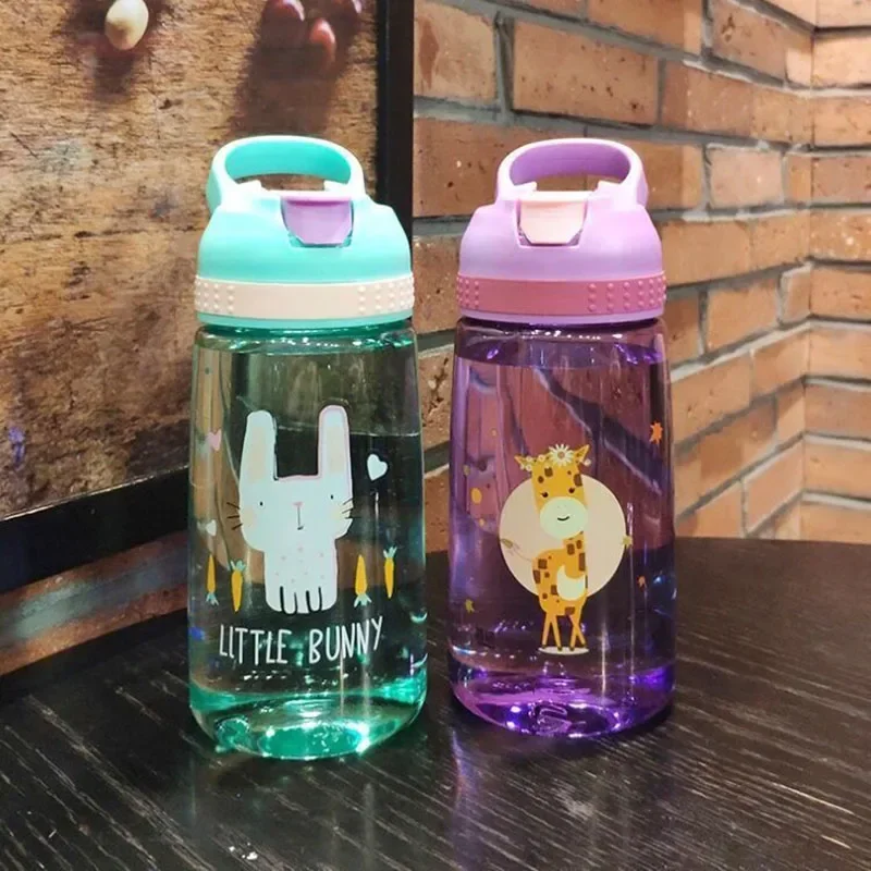 Детская бутылка для воды с трубочкой без бисфенола А, детский питьевой чайник 480 мл, здоровая пластиковая портативная стеклянная прозрачная чашка для воды
