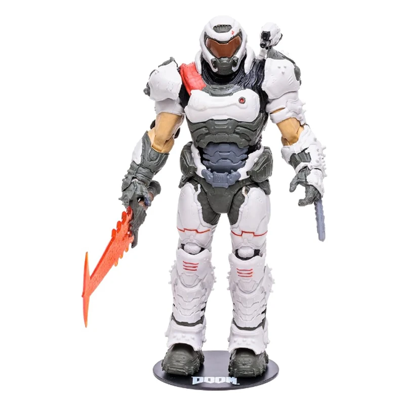 Фото Mcfarlane Doom Eternal фигурка Doom Slayer белая доспехи украшения ручной работы рождественские подарки на день рождения для мальчиков и девочек №3