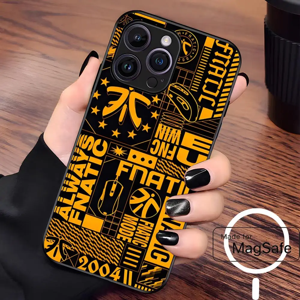 Фото Электронный спортивный чехол для телефона FNATIC для Iphone 16, 15, 14, плюс 13, 12, Mini 11 Pro Max, стеклянный магнитный чехол №2