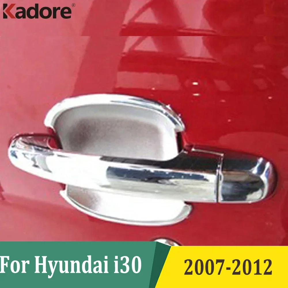 Для Hyundai i30 2007 2008 2009 2010 2011 2012 хромированная боковая дверная ручка, чаша, накладка, Стайлинг автомобиля, внешние аксессуары