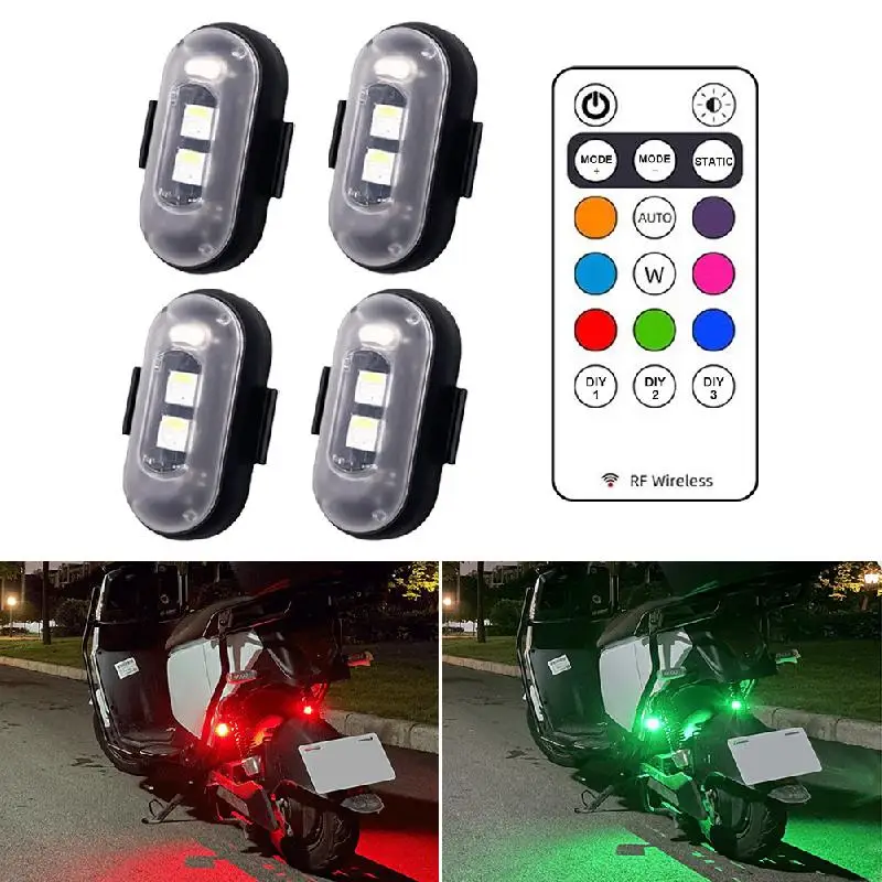 Фото 4PCS Wireless LED Strobe Lights With Remote Control USB Charing Waterproof Anti-Collision Led Emergency Warning Lights For Car №2