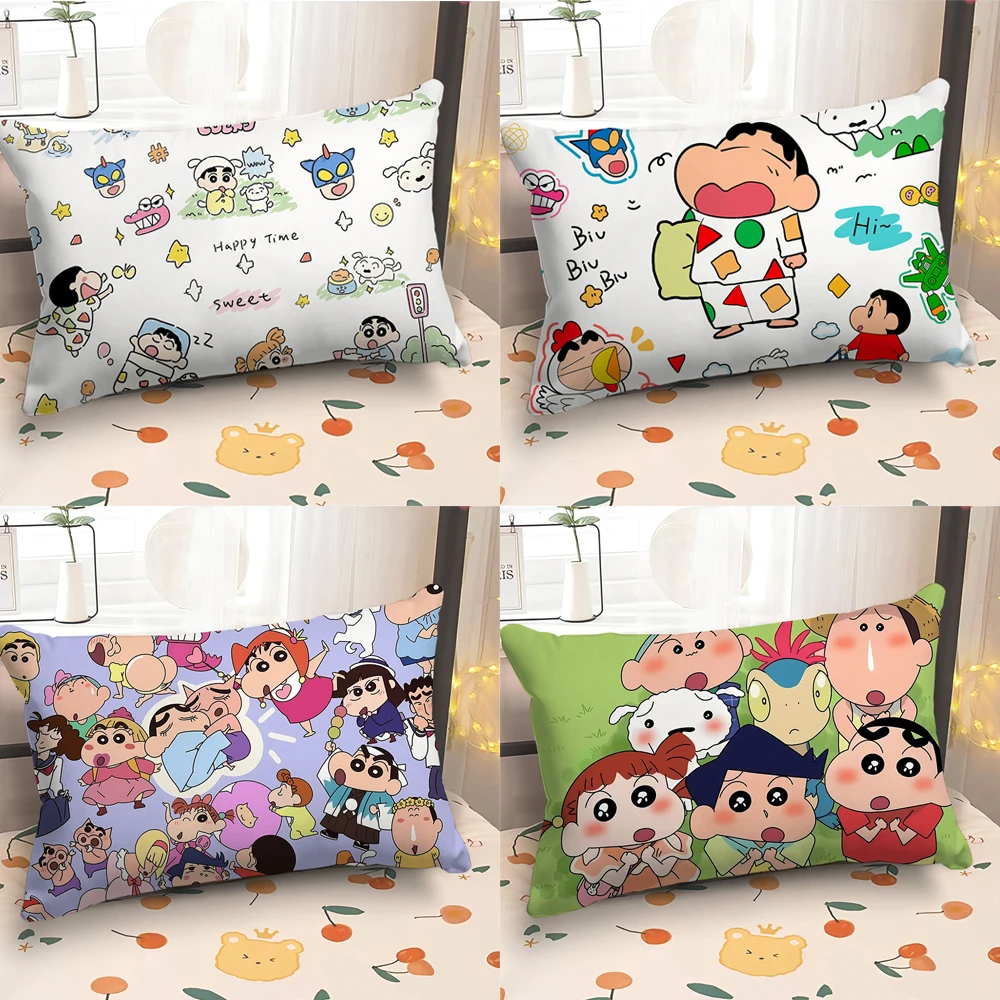 Наволочка В Стиле Аниме Crayon Shin-Chan, мультяшная Милая односторонняя наволочка с рисунком 50x30 см, наволочка с сердечником, постельные принадлежности, наволочки