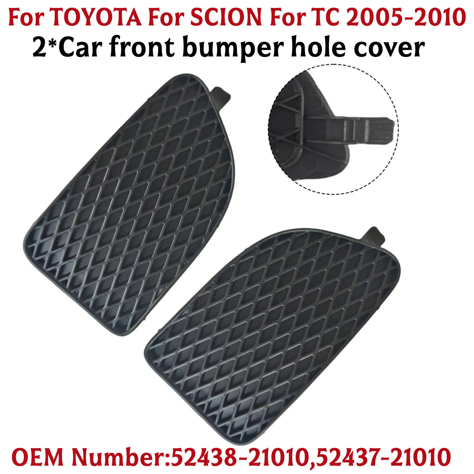 2x для TOYOTA SCION для TC 2005-2010, крышка отверстия на передний бампер автомобиля 52438-21010, 52437-21010, пластиковые аксессуары 130*65*30 см