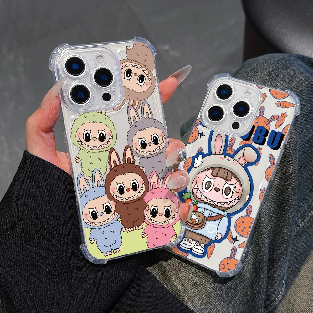Чехол для телефона Cartoon Cute Labubu для Samsung A05 A06 A12 A14 A15 A22 A23 A24 A25 A32 A35 A52 A53 A54 A55 A73 5G Прозрачный чехол