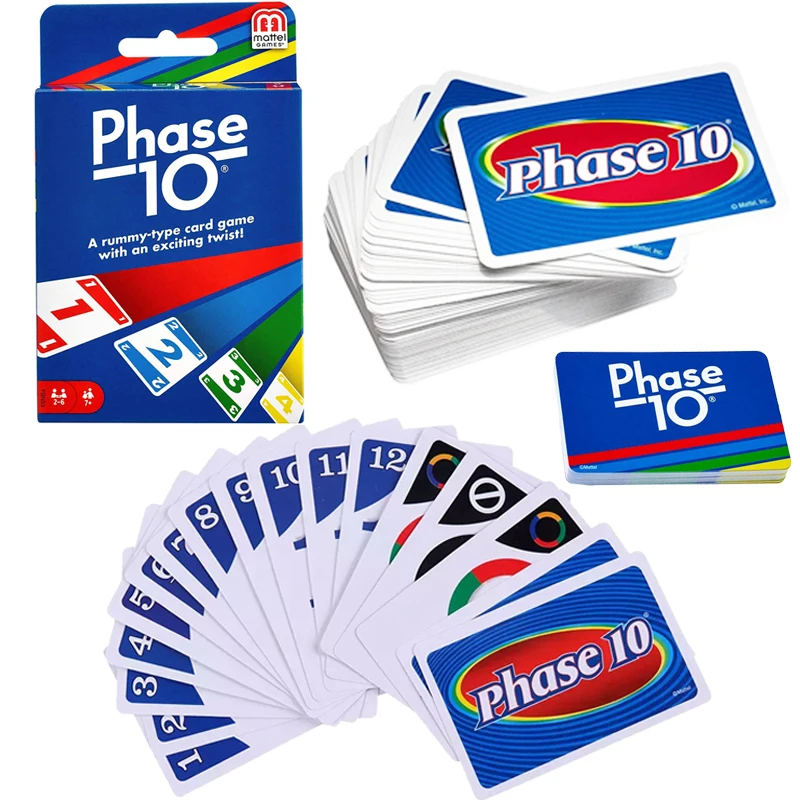 Карта-головоломка UNO Phase 10 для детей, семейная развлекательная настольная игра для покера, детские игрушки, игральные карты, подарок на день ...