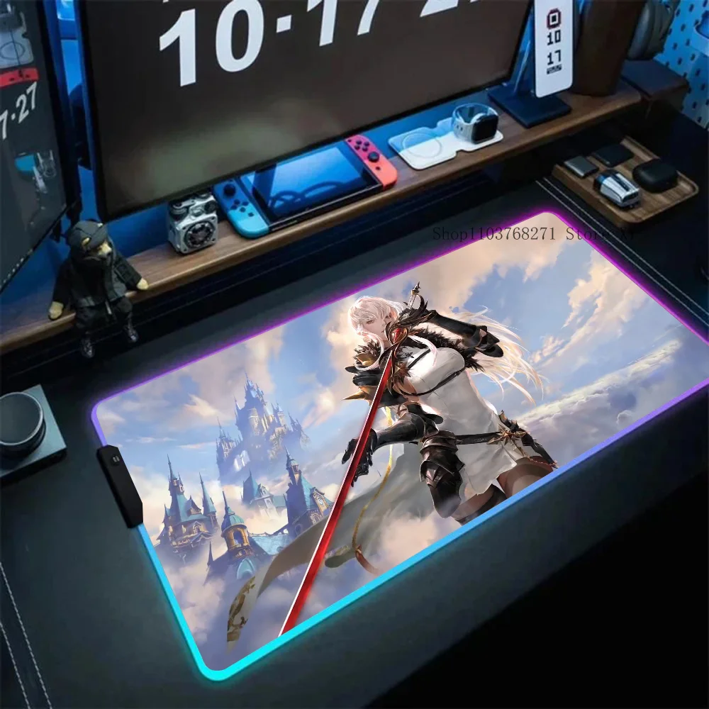 Фото Коврик для мыши Seven Knights 2 XXL RGB, игровые коврики для мыши HD, черные аксессуары для геймеров, большой светодиод №2