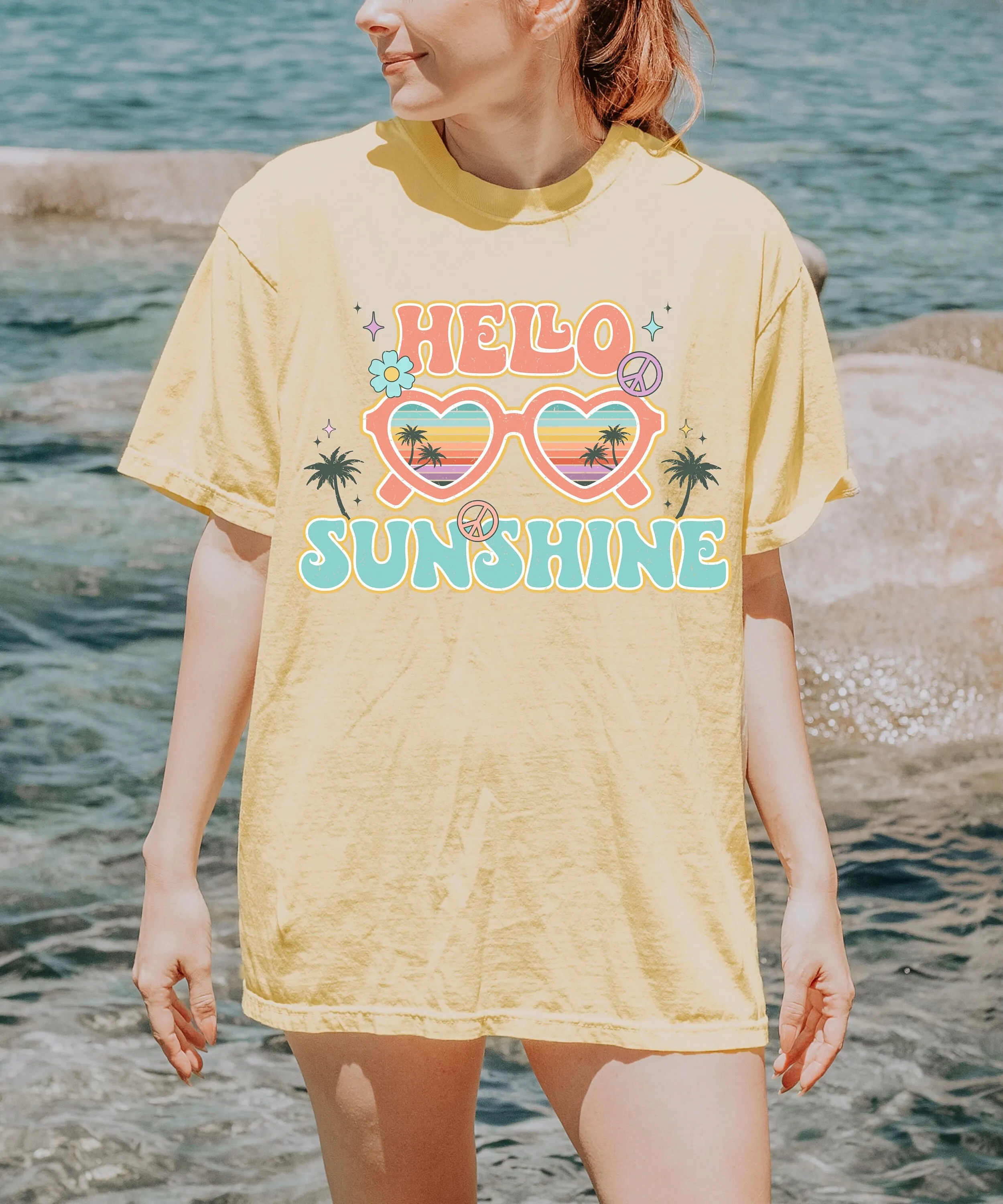 Солнцезащитные очки «Hello Sunshine» с пальмами, винтажные ретро-хиппи, летние вибрации 70-х годов, пляжный сезон, отпуск, тяжелый вес, комфорт