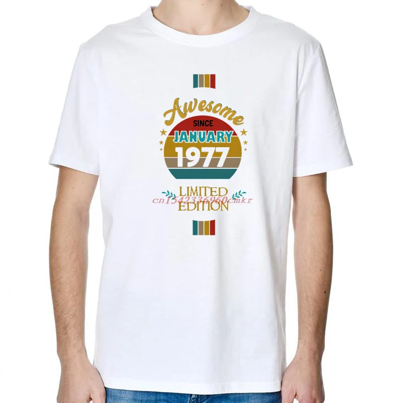 С января 1977 года, подарки на день рождения, графические футболки, футболки, топы, летние хлопковые новые рубашки и футболки, футболка унисекс с принтом