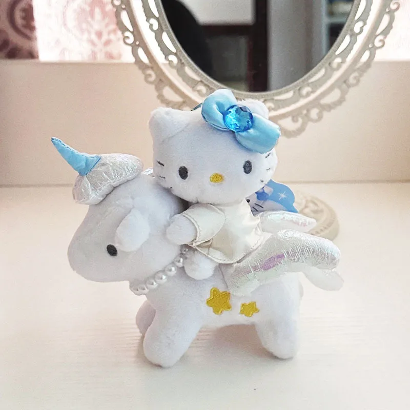 Фото MINISO Sanrio Белый Ангел Единорог Милая Сумка Hello Kitty Подвеска Плюшевая Кукла Брелок Автомобильные Подвески Сладкий Романтический №3
