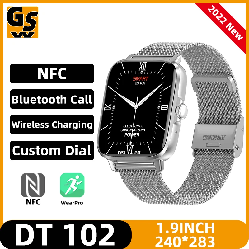 Смарт-часы DT102 reloj Женские, 2022 дюйма, NFC, Беспроводная зарядка