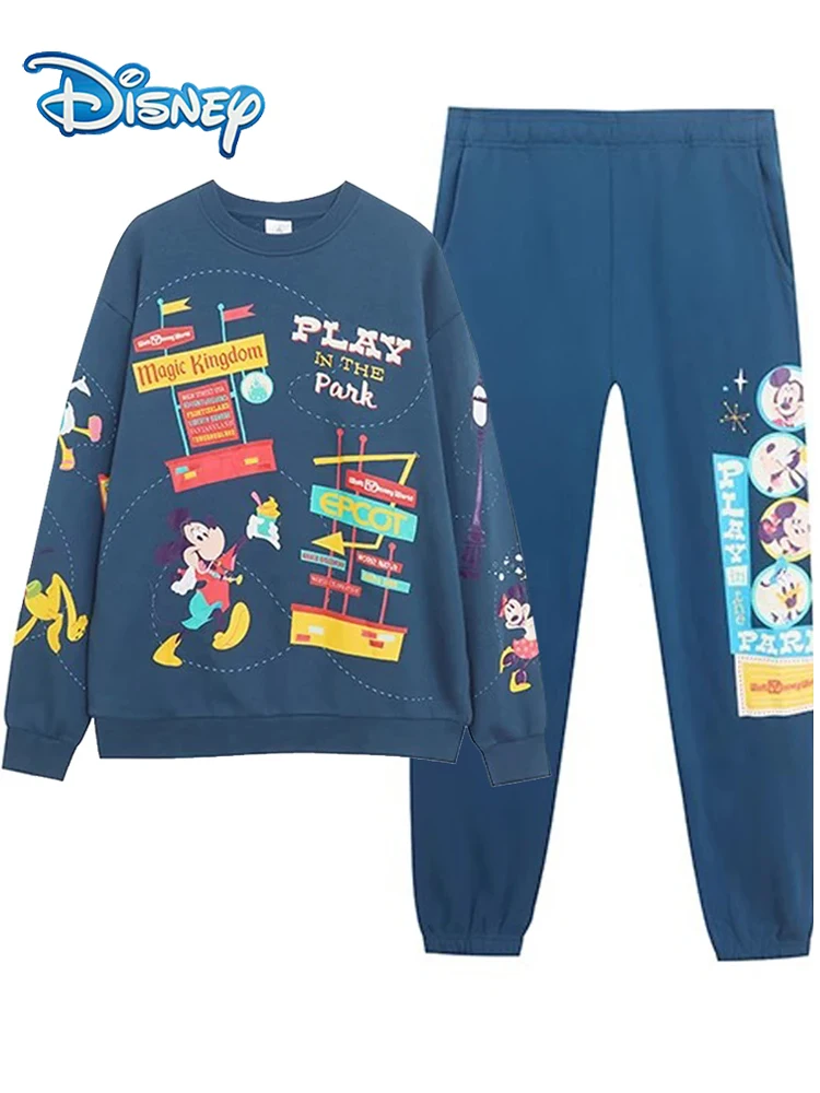 Disney Walt Disney World Castle Anniversary Толстовка с буквенным принтом Микки Мауса Женский джемпер Топ + брюки Femme Fleece 1 комплект Толстовки и свитшоты