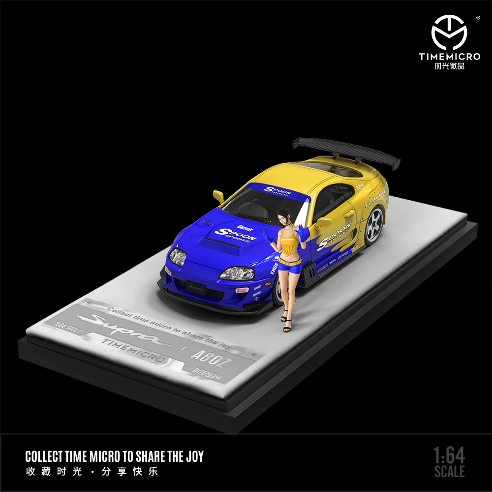 TIMEMICRO 1/64 Toyota Supra A80Z HKS ложка Martini Классическая Имитация краски Коллекционная модель автомобиля из сплава украшение