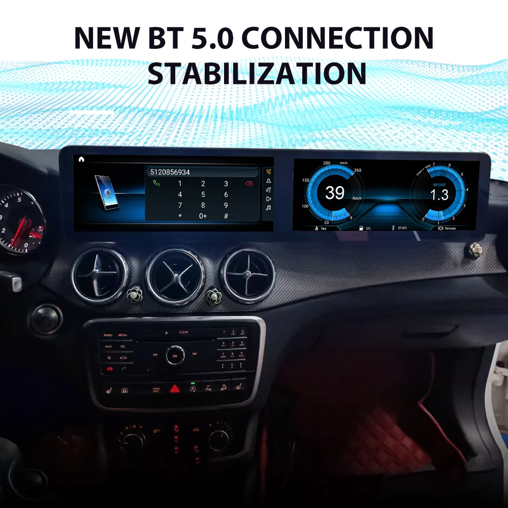 Для Mercedes-Benz GLA/A-Class/CLA NTG 4,5/5,0 2013-2018 12,3-дюймовый автомобильный радиоприемник с двумя экранами, GPS-навигация, мультимедийный видеоплеер
