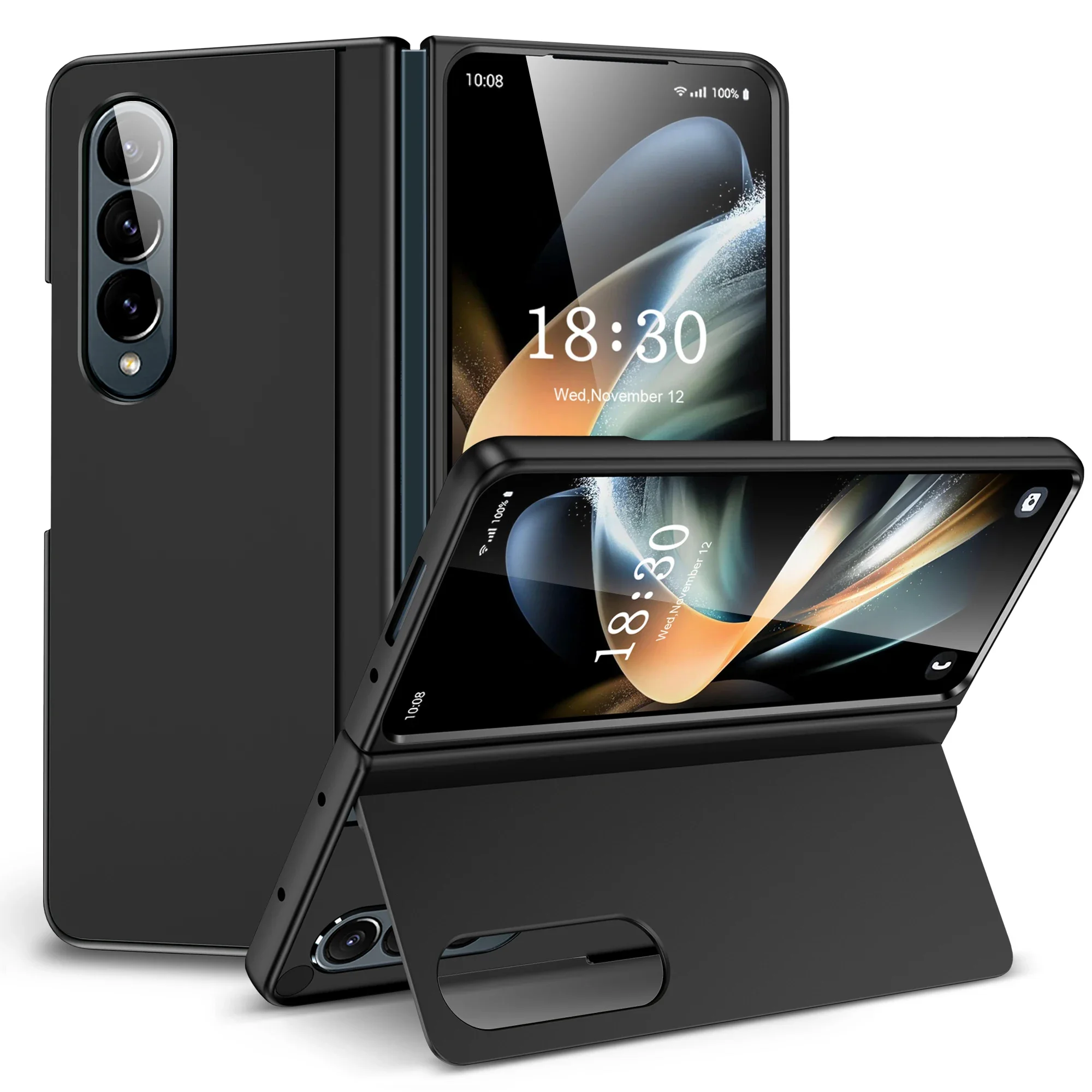 Противоударный черный Жесткий чехол с откидной ножкой для Samsung Galaxy Z, складной 4 Телефон, складной чехол для Samsung Z Fold 4