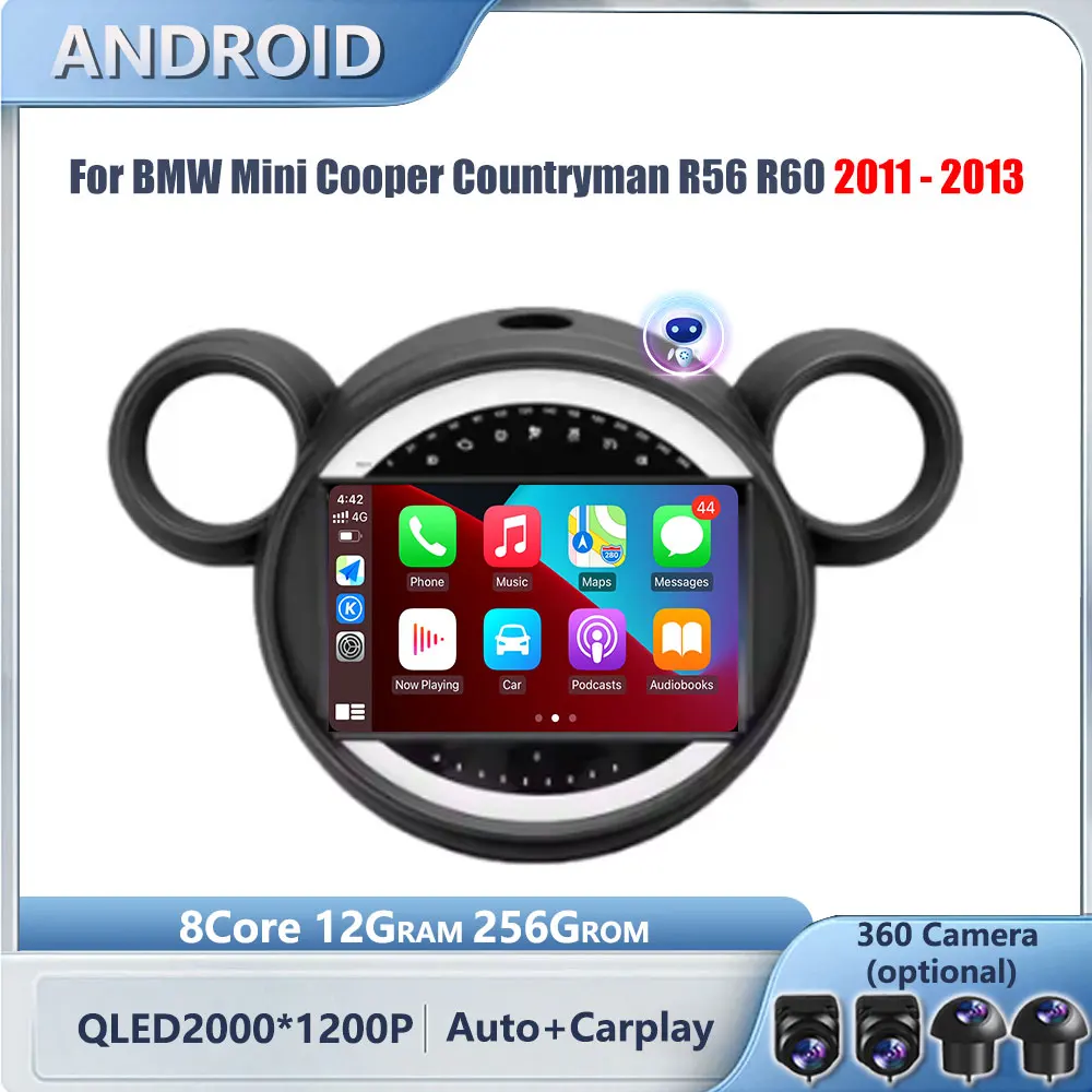 Автомобильный мультимедийный плеер на Android для BMW, Автомобильный мультимедийный стерео проигрыватель с GPS-Навигатором, радио, Wi-Fi, R56, R60, 2011 - 2013 гг.