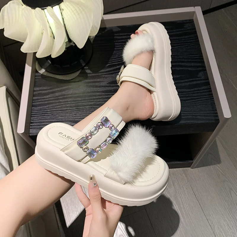 Фото Сандалии Sepatu wanita 2023 perempuan, сандалии mewah на платформе sedang lembut datar desainer musim panas PU kбордовый режим kasual silang №4