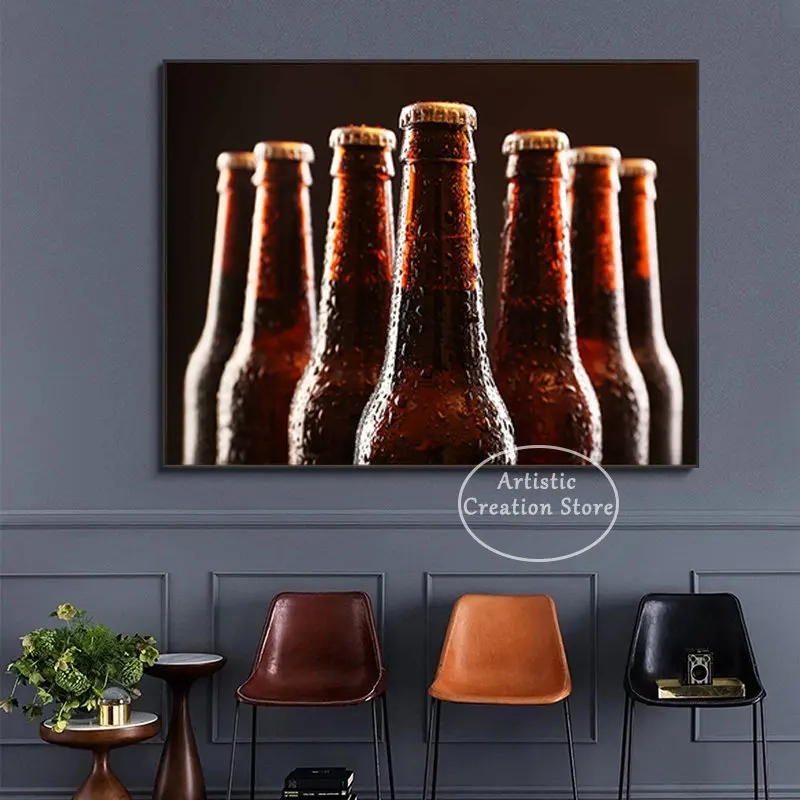 Фото Modern Industrial Style Beer Bottle Poster Wall Art Canvas Paintings Collect Cans Prints for Living Room Bar Kitchen Home Decor №3