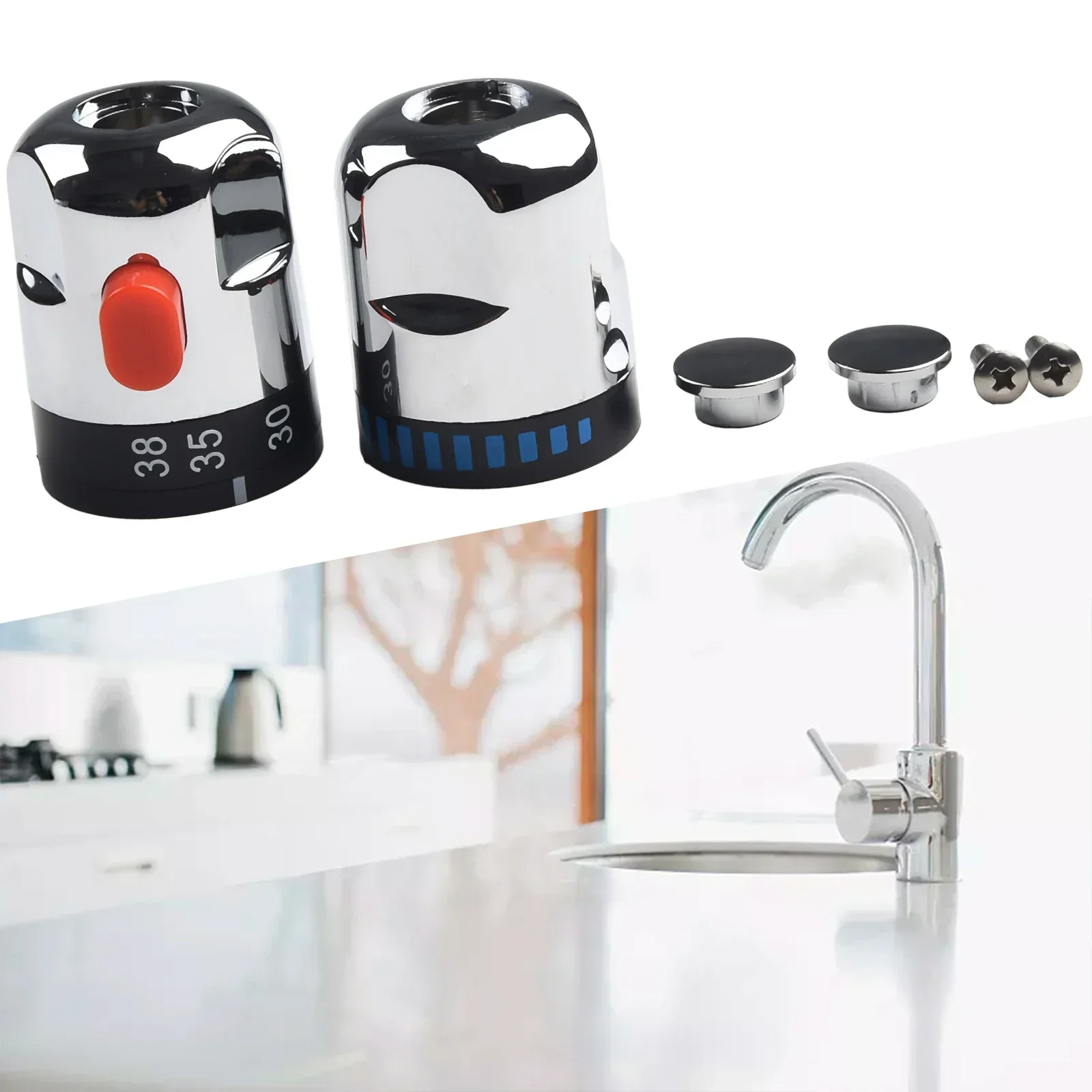 Фото -1 пара TThermostatic Valve Core, интеллектуальные ручки управления включением и выключением для смесителей для ванны и душа, солнечная термостатическая головка клапана №5