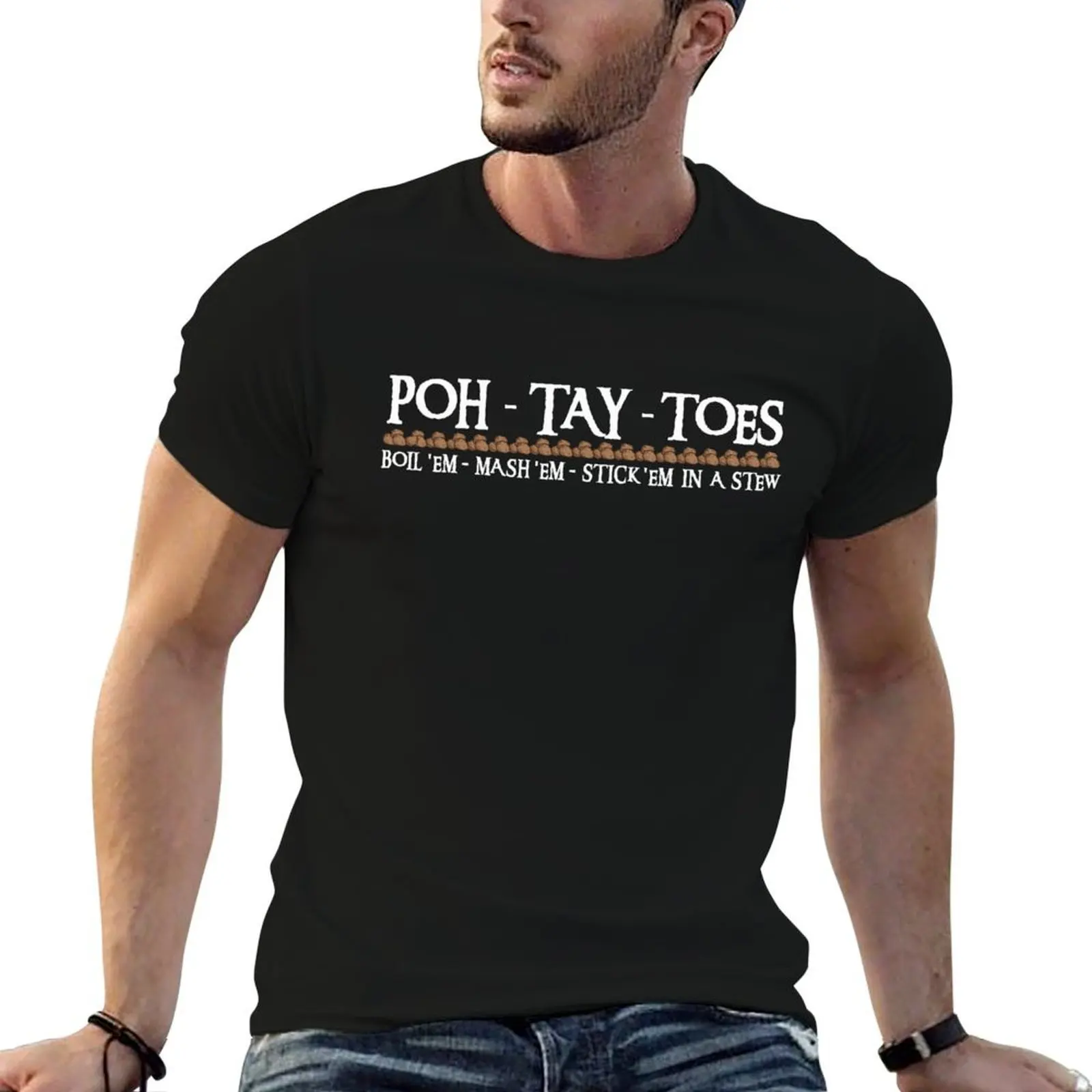 Футболка POH-TAY-TOES, хлопковые футболки, мужские футболки из 100% хлопка, забавная футболка