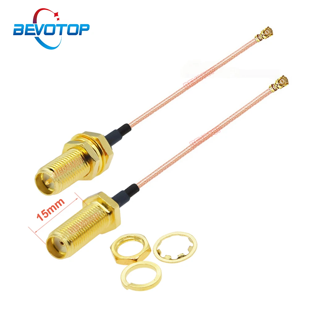 10 шт./партия BEVOTOP SMA к IPX 15 мм резьба SMA Female / RP-SMA Female к u.FL IPX IPEX1 Female Jack RG178 Jumper RF коаксиальный кабель