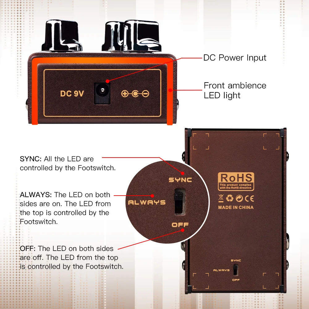 Фото JOYO R-01 TAUREN портативная гитарная педаль эффектов Overdrive, гитарный эффектор, корпус из алюминиевого сплава, классические винтажные тона №3