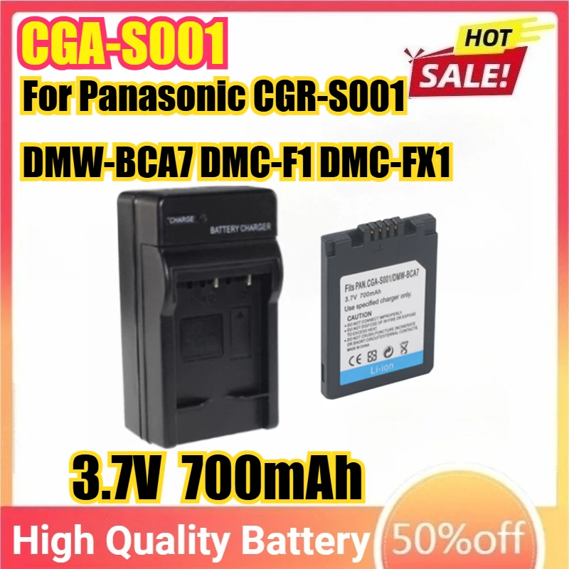 CGA-S001 3,7 В, 700 мАч, аккумулятор или зарядное устройство для камеры Panasonic CGR-S001 DMW-BCA7 DMC-F1 DMC-FX1 DMC-FX5 DMC-F1B DMW-F1K DMW-F1S
