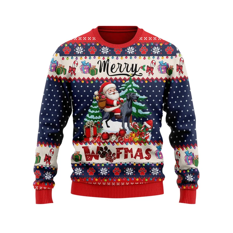 Фото Merry Woofmas From Dog 3D Printed Pullovers For Women Clothes Cute Pet Husky Corgi Chihuahua Sweatshirts Funny Holiday Sweater №3