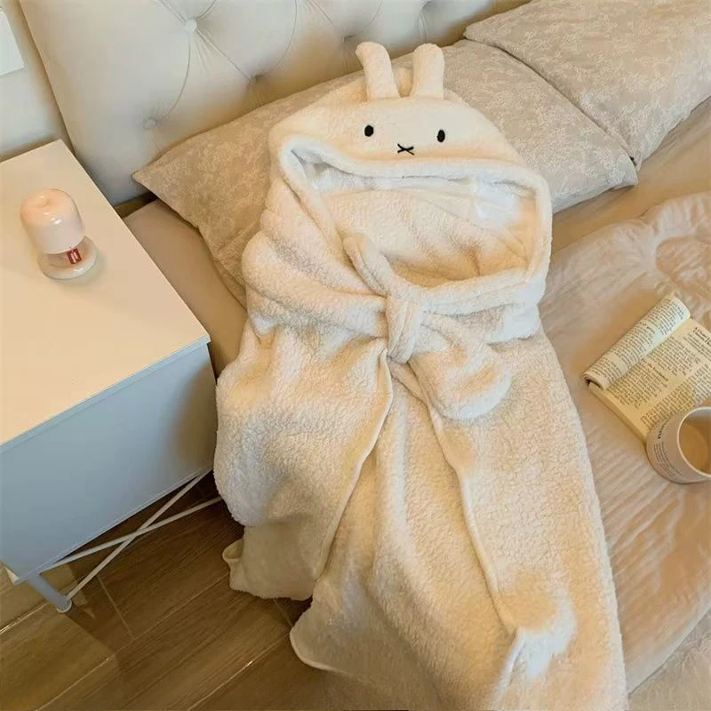 Милое теплое очень толстое одеяло с кроликом Miffy на осень и зиму, шаль с медведем, холодное одеяло, очень толстое офисное одеяло для сна
