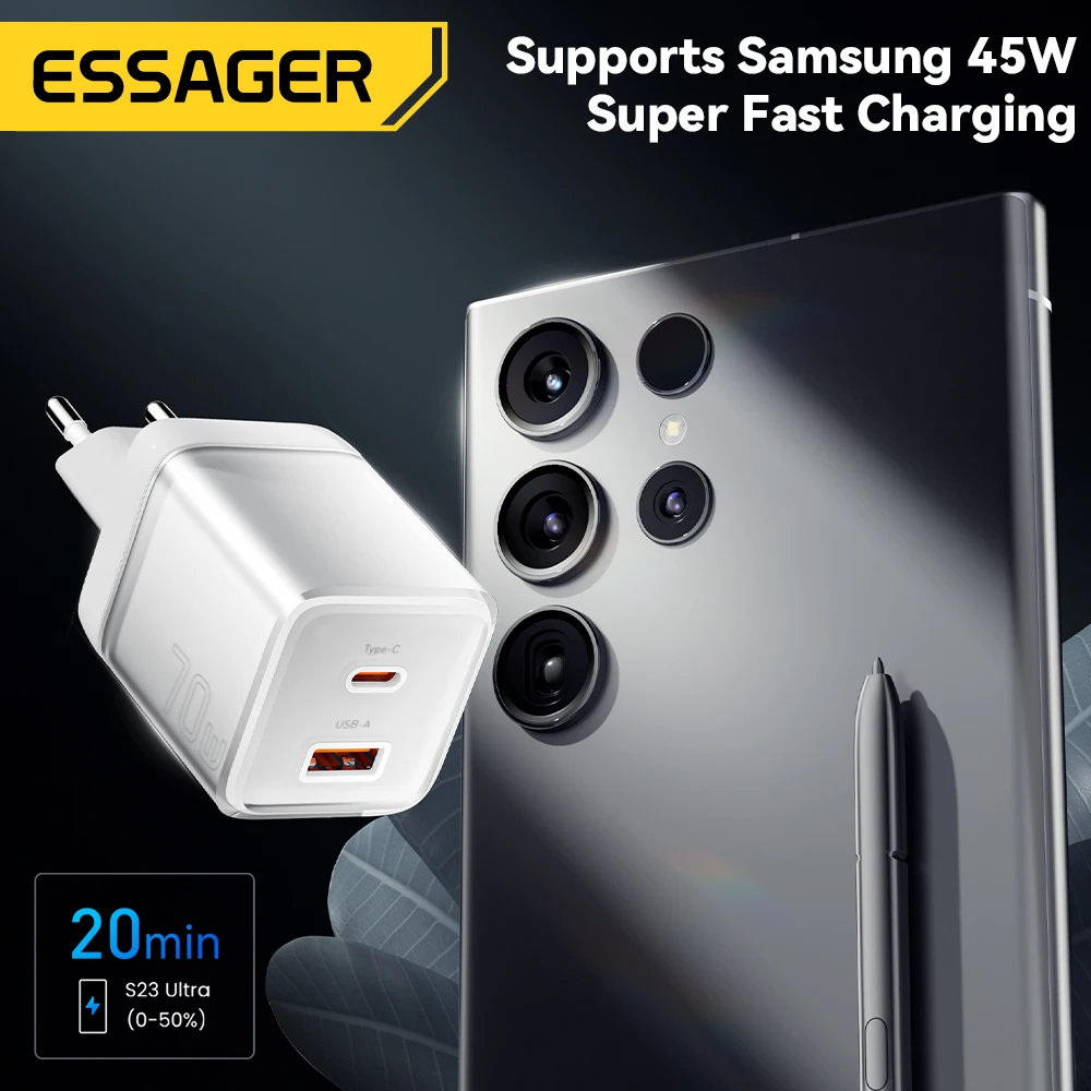 Фото Зарядное устройство Essager, 70 Вт, USB Тип C, PD QC PPS №3