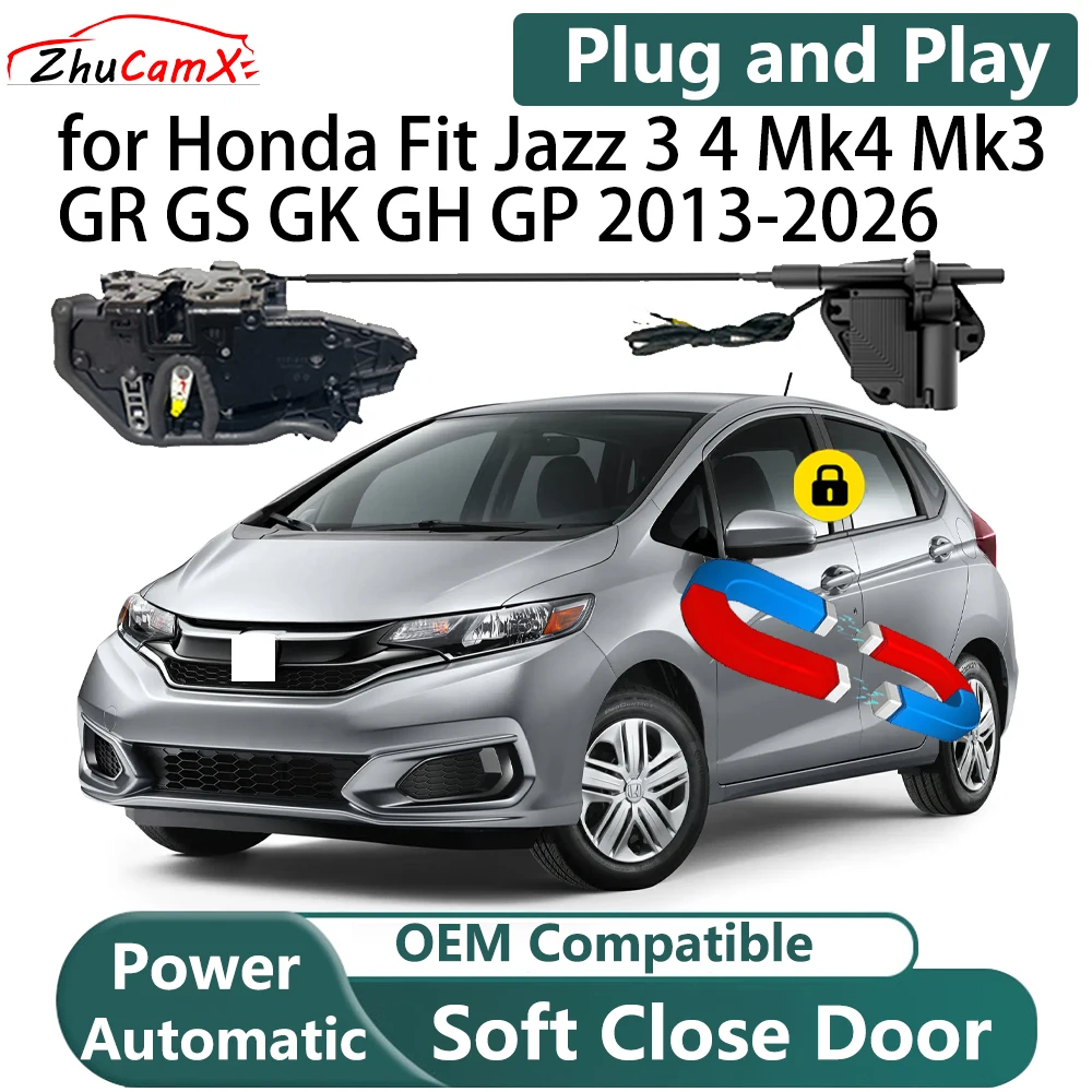 Для Honda Fit Jazz 3 4 Mk4 Mk3 GR GS GK GH GP 2013-2026 Автомобильный умный электрический мягкий закрывающийся комплект защелки двери с электроприводом