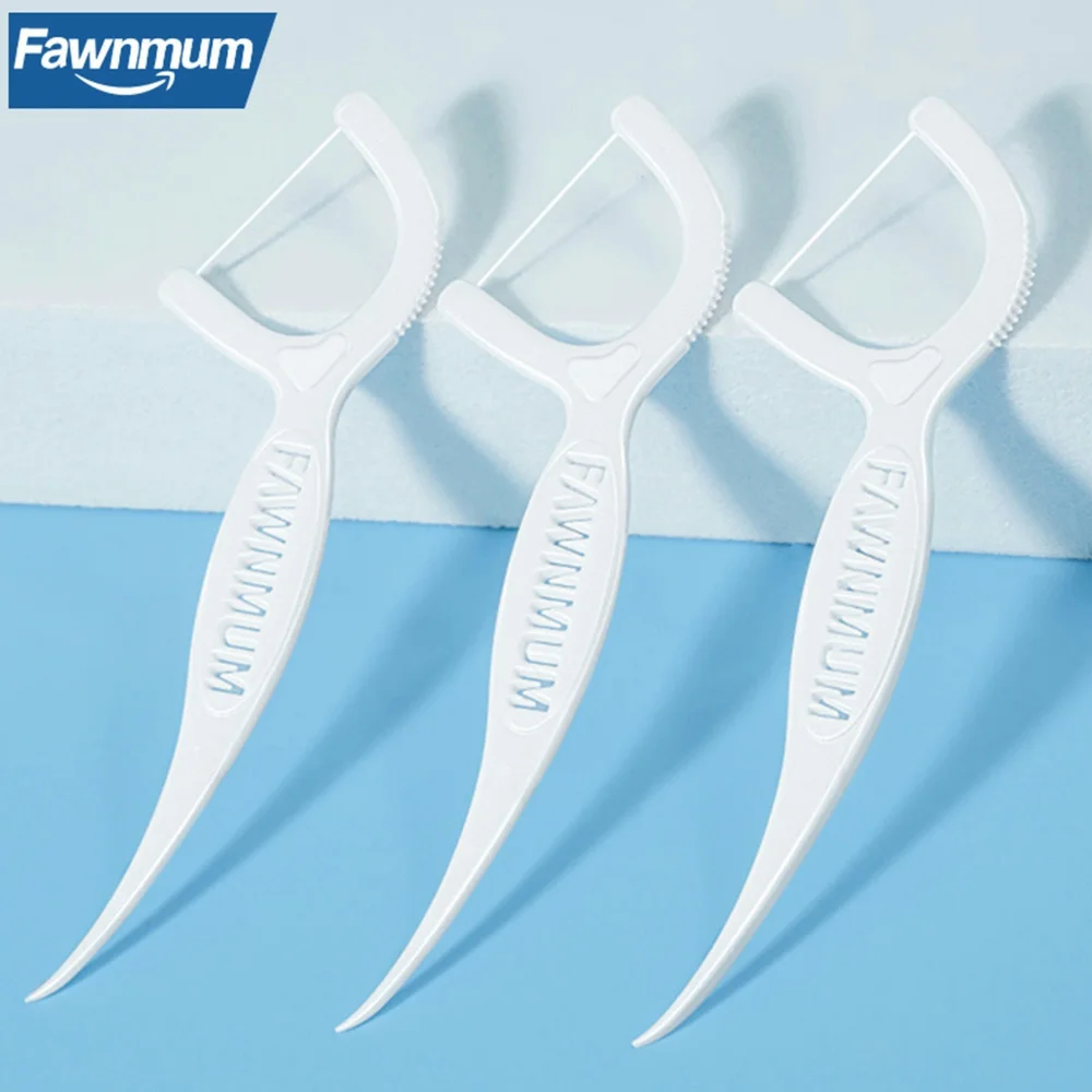 Фото Fawnmum 50 шт. зубная нить зубочистки ультратонкая одноразовая зубная нить гладкая межзубная чистящая палочка уход за полостью рта №2