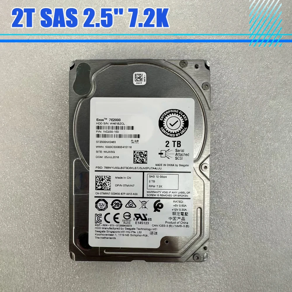 Фото Жесткий диск 2T SAS ST2000NX0463 0433 2,5 дюйма 0TMVN7 0XY986 для DELL №2